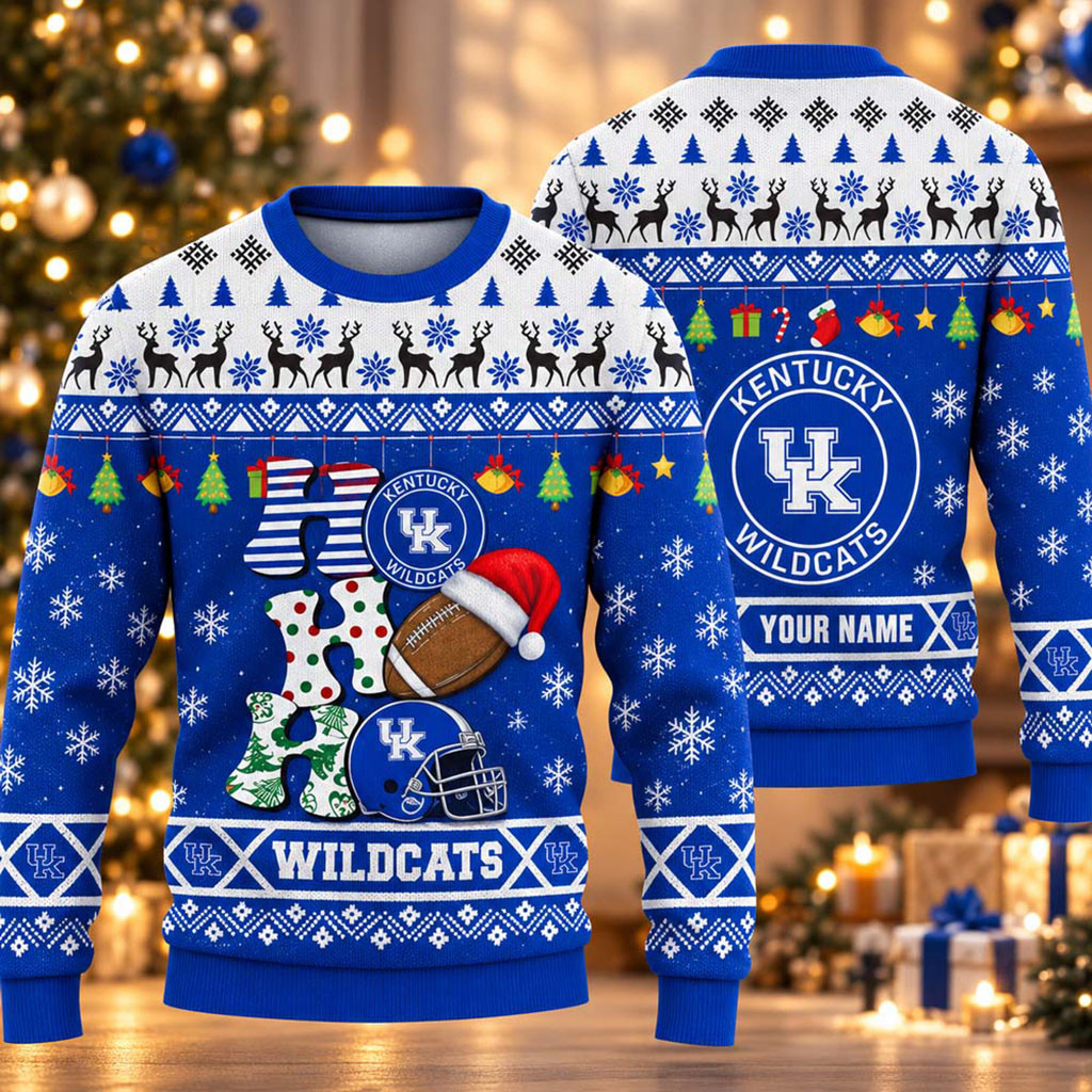 Custom Kentucky Wildcats HO HO HO 2026 Christmas Ugly Sweater Kentucky Wildcats Merch Son Gifts 1 - Unicasport Custom Kentucky Wildcats HO HO HO 2026 Christmas Ugly Sweater Kentucky Wildcats Merch Son Gifts