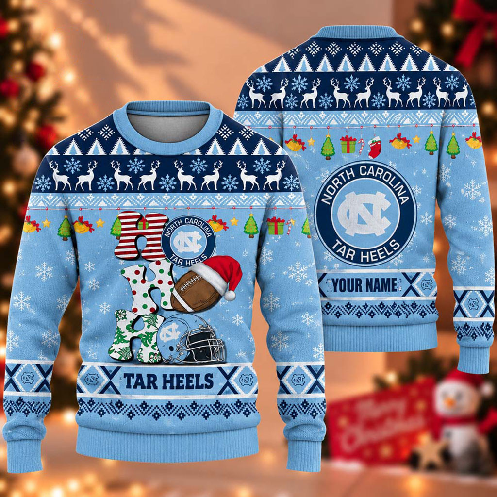 Custom North Carolina Tar Heels Ho Ho Ho 2026 Christmas Ugly Sweater Tar Heels Merch Fan Gift 1 - Unicasport Custom North Carolina Tar Heels Ho Ho Ho 2026 Christmas Ugly Sweater Tar Heels Merch Fan Gift