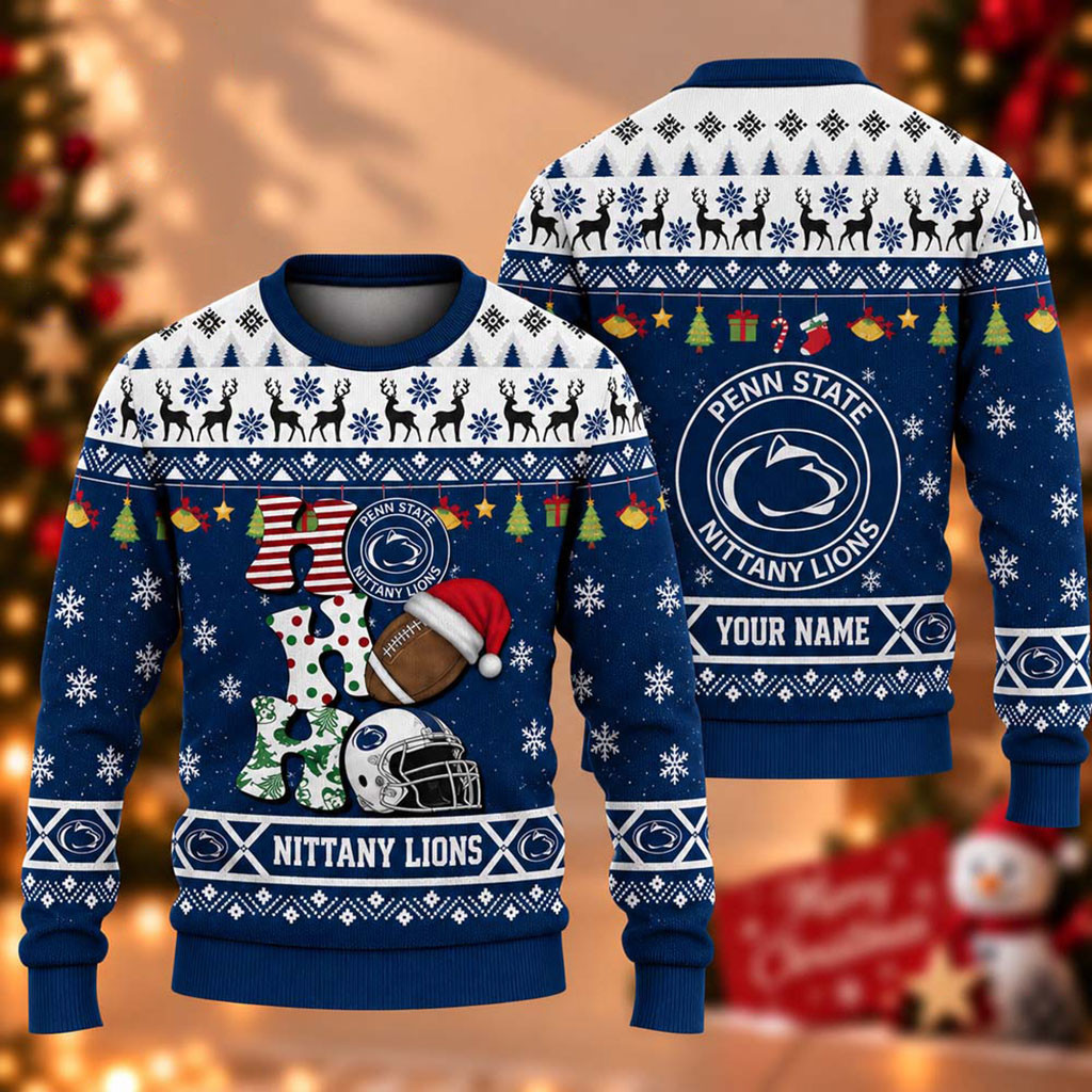 Custom Penn State Nittany Lions Ho Ho Ho 2026 Christmas Ugly Sweater Nittany Lions Merch Gifts 1 - Unicasport Custom Penn State Nittany Lions Ho Ho Ho 2026 Christmas Ugly Sweater Nittany Lions Merch Gifts