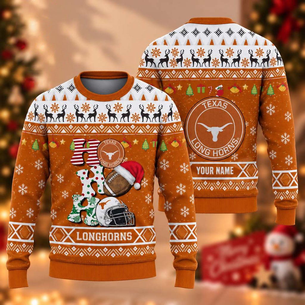 Custom Texas Longhorns Ho Ho Ho 2026 Christmas Ugly Sweater Texas Longhorns Merch Gift Ideas 1 - Unicasport Custom Texas Longhorns Ho Ho Ho 2026 Christmas Ugly Sweater Texas Longhorns Merch Gift Ideas