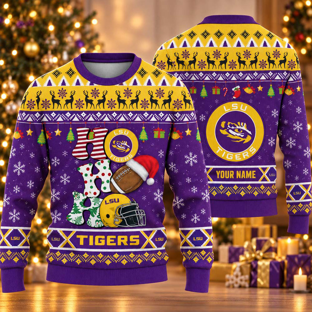 Custom LSU Tigers HO HO HO 2026 Christmas Ugly Sweater LSU Tigers Merch Gifts For Fans 1 - Unicasport Custom LSU Tigers HO HO HO 2026 Christmas Ugly Sweater LSU Tigers Merch Gifts For Fans
