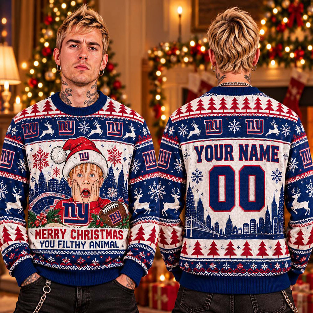 Custom New York Giants Merry Christmas You Filthy Animal Ugly Sweater NY Giants Merch Fan Gift Ideas 1 - Unicasport Custom New York Giants Merry Christmas You Filthy Animal Ugly Sweater NY Giants Merch Fan Gift Ideas