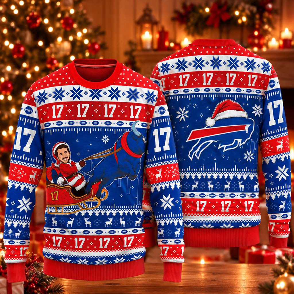 Buffalo Bills #17 Football Christmas Ugly Sweater Bills Merch Xmas Presents For Him 1 - Unicasport Buffalo Bills #17 Football Christmas Ugly Sweater Bills Merch Xmas Presents For Him