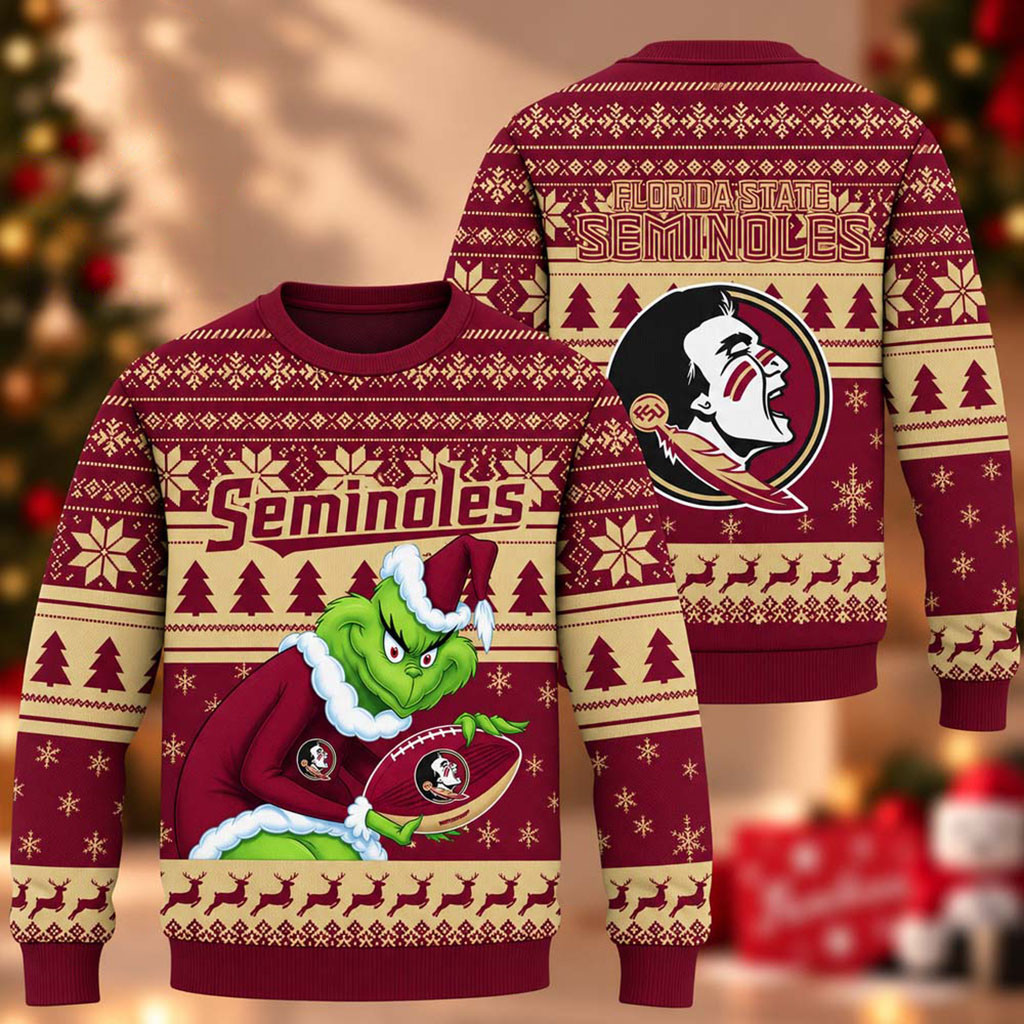 Florida State Seminoles The Grinch 2026 Christmas Ugly Sweater Seminoles Merch Gifts For Fans 1 - Unicasport Florida State Seminoles The Grinch 2026 Christmas Ugly Sweater Seminoles Merch Gifts For Fans