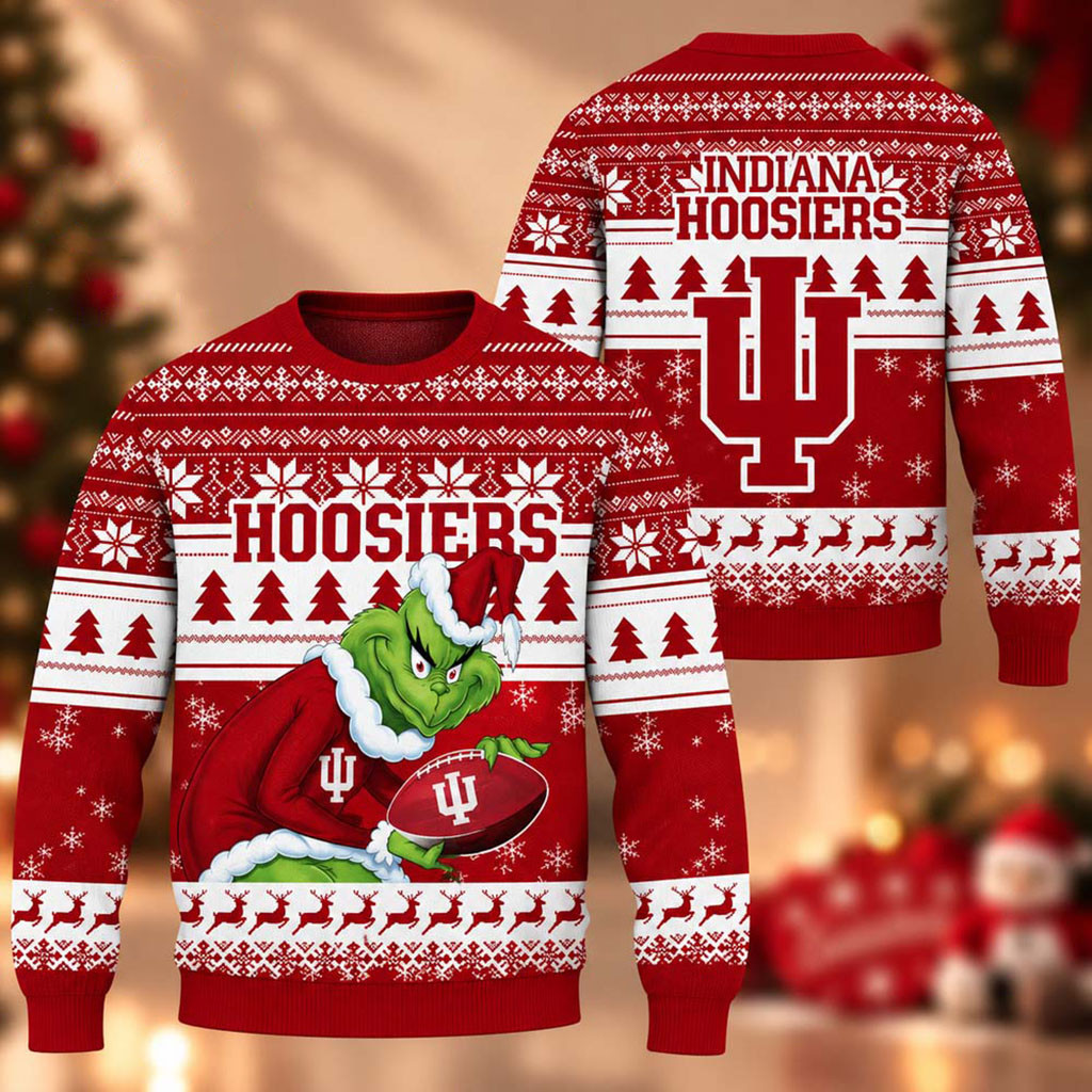 Indiana Hoosiers The Grinch 2026 Christmas Ugly Sweater Hoosiers Merch Gifts For Xmas 1 - Unicasport Indiana Hoosiers The Grinch 2026 Christmas Ugly Sweater Hoosiers Merch Gifts For Xmas