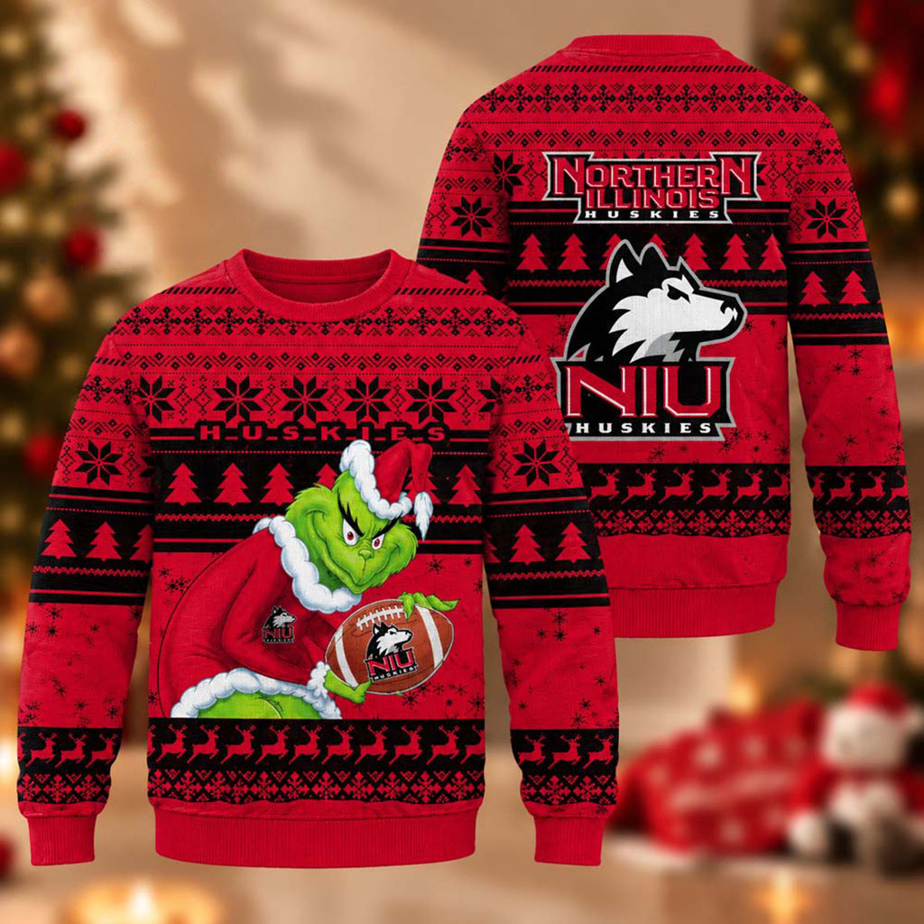 Northern Illinois Huskies The Grinch 2026 Christmas Ugly Sweater Illinois Huskies Merch Fan Gift 1 - Unicasport Northern Illinois Huskies The Grinch 2026 Christmas Ugly Sweater Illinois Huskies Merch Fan Gift