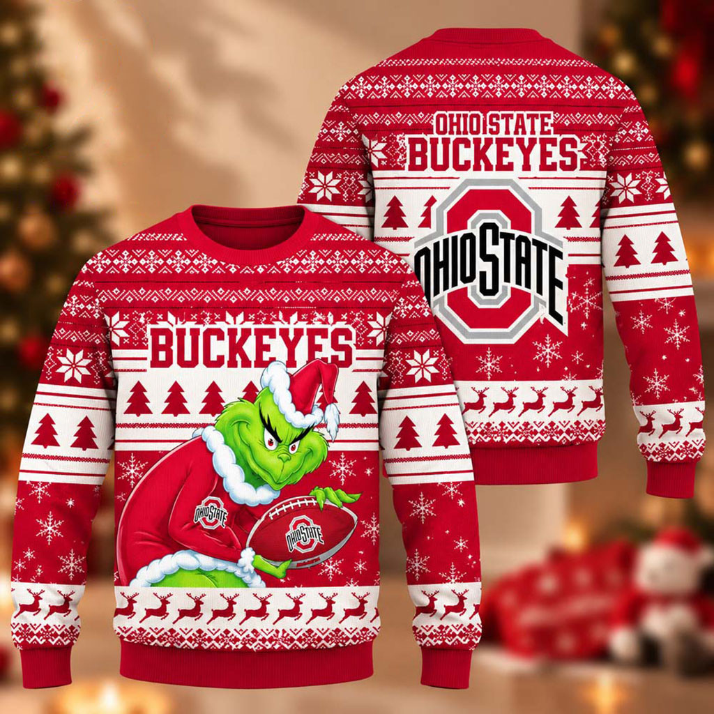 Ohio State Buckeyes The Grinch 2026 Christmas Ugly Sweater Ohio State Buckeyes Merch Fan Gift 1 - Unicasport Ohio State Buckeyes The Grinch 2026 Christmas Ugly Sweater Ohio State Buckeyes Merch Fan Gift