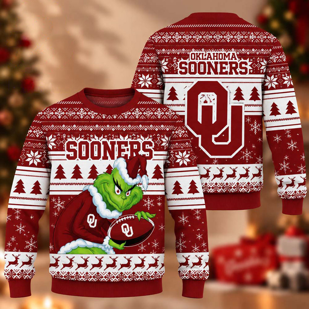 Oklahoma Sooners The Grinch 2026 Christmas Ugly Sweater Sooners Merch Christmas Gifts 1 - Unicasport Oklahoma Sooners The Grinch 2026 Christmas Ugly Sweater Sooners Merch Christmas Gifts