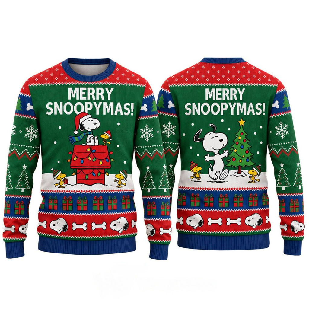 Snoopy Merry Snoopymas Green 2026 Ugly Christmas Sweater Peanuts Holiday Outfit BFF Gifts 1 - Unicasport Snoopy Merry Snoopymas Green 2026 Ugly Christmas Sweater Peanuts Holiday Outfit BFF Gifts