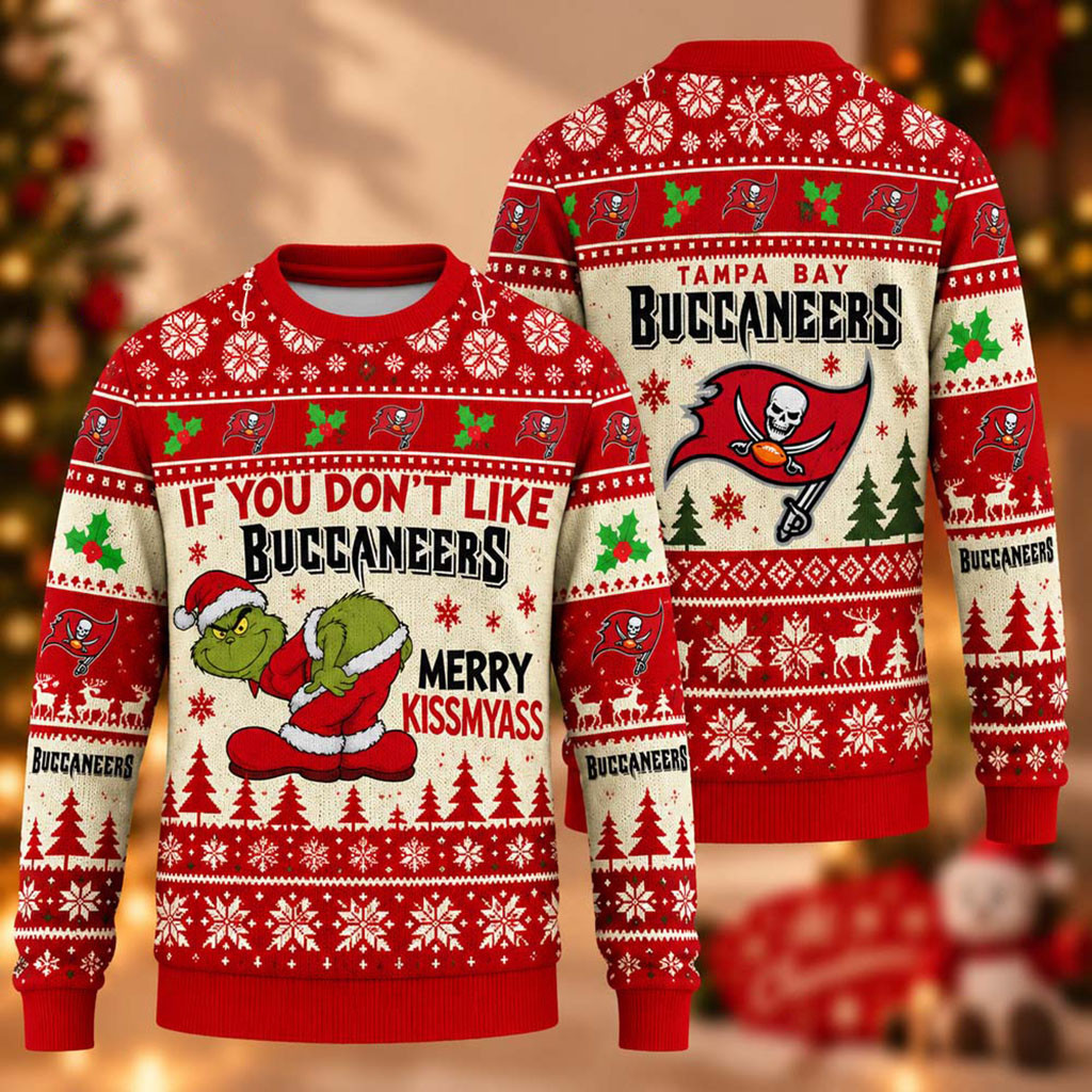 Tampa Bay Buccaneers x Grinch Merry Kiss My Ass Christmas Ugly Sweater TB Buccaneers Merch 1 - Unicasport Tampa Bay Buccaneers x Grinch Merry Kiss My Ass Christmas Ugly Sweater TB Buccaneers Merch