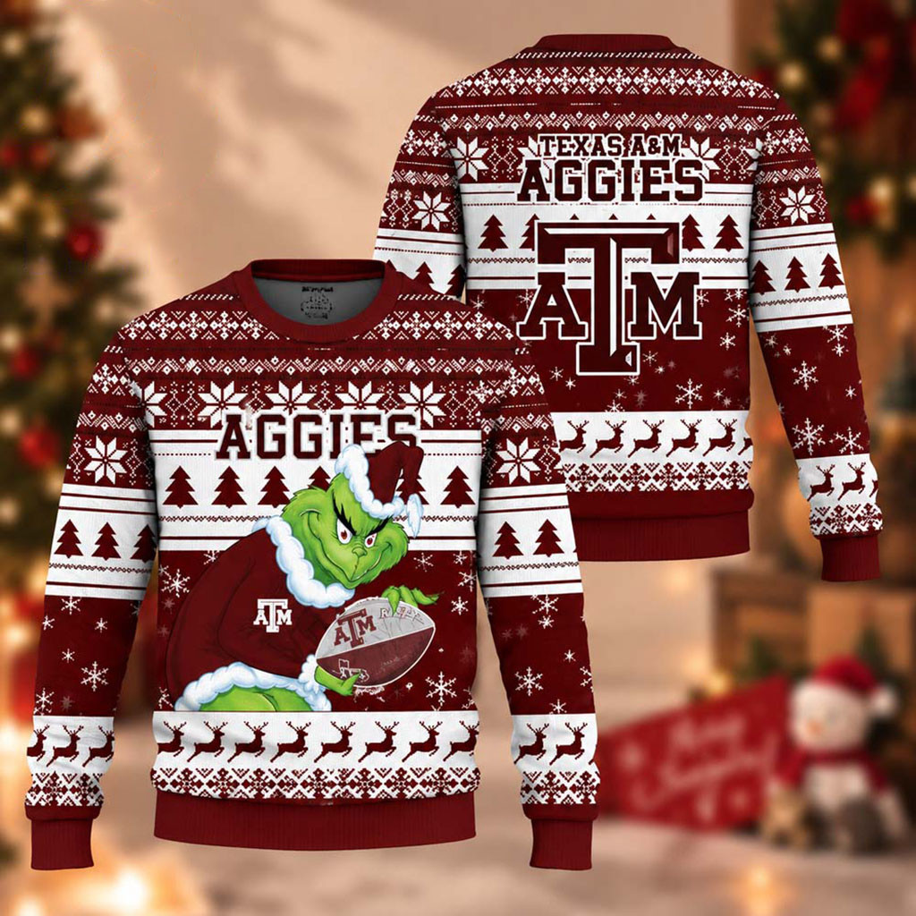 Texas A&M Aggies The Grinch 2026 Christmas Ugly Sweater Aggies Merch Xmas Gifts For Dad 1 - Unicasport Texas A&M Aggies The Grinch 2026 Christmas Ugly Sweater Aggies Merch Xmas Gifts For Dad