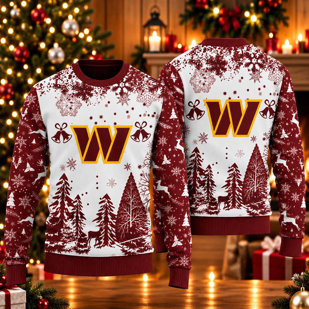 Washington Commanders Football 2026 Christmas Ugly Sweater Commanders Merch Fans Gifts 1 - Unicasport Washington Commanders Football 2026 Christmas Ugly Sweater Commanders Merch Fans Gifts