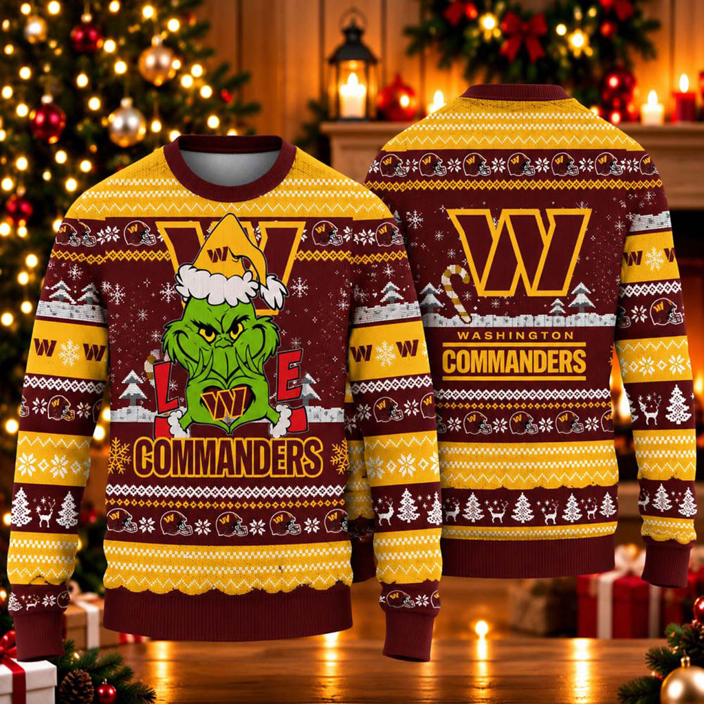 Washington Commanders x The Grinch 2026 Christmas Ugly Sweater Washington Commanders Merch 1 - Unicasport Washington Commanders x The Grinch 2026 Christmas Ugly Sweater Washington Commanders Merch