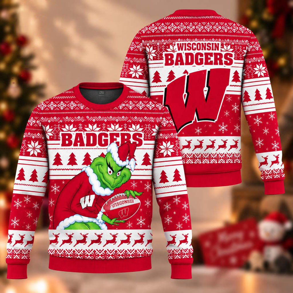 Wisconsin Badgers The Grinch 2026 Christmas Ugly Sweater Wisconsin Badgers Merch Holiday Gifts 1 - Unicasport Wisconsin Badgers The Grinch 2026 Christmas Ugly Sweater Wisconsin Badgers Merch Holiday Gifts