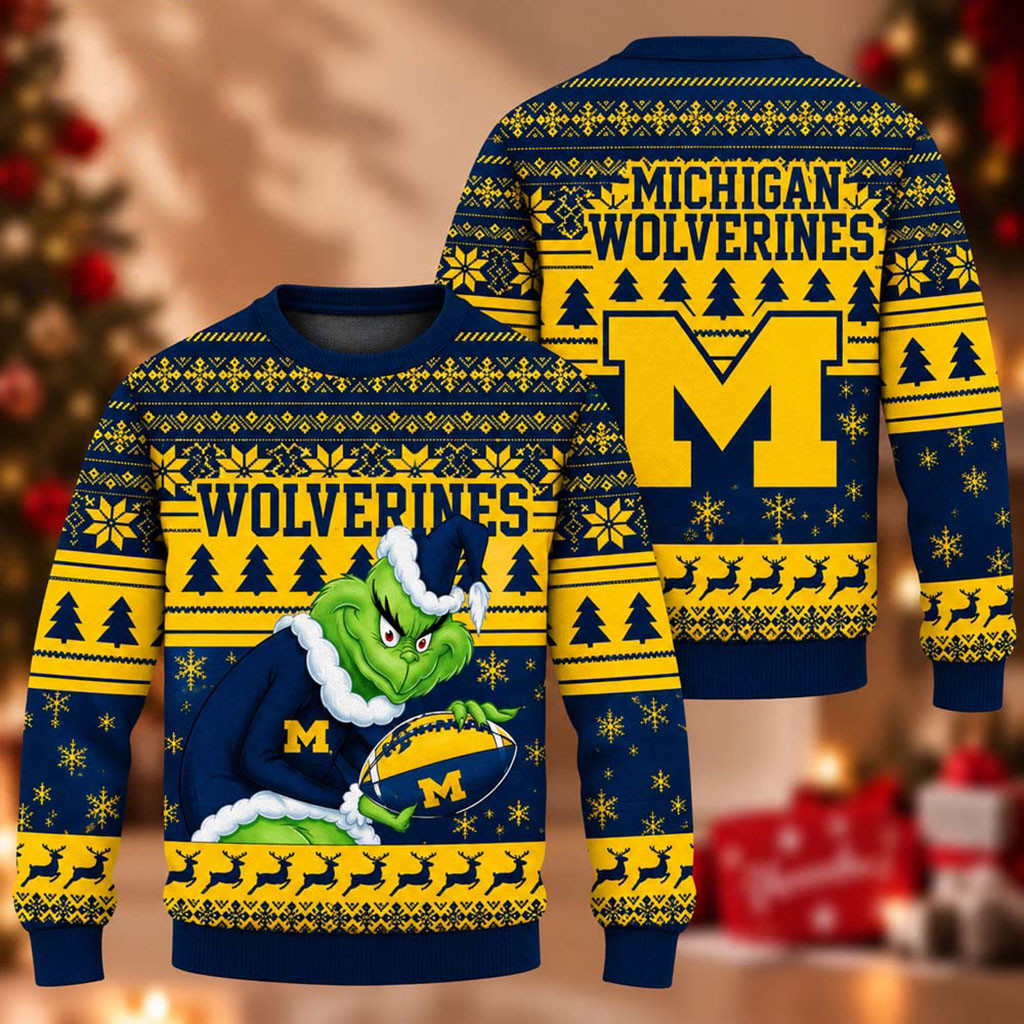 Michigan Wolverines The Grinch 2026 Christmas Ugly Sweater Wolverines Merch Gifts For Holiday 1 - Unicasport Michigan Wolverines The Grinch 2026 Christmas Ugly Sweater Wolverines Merch Gifts For Holiday