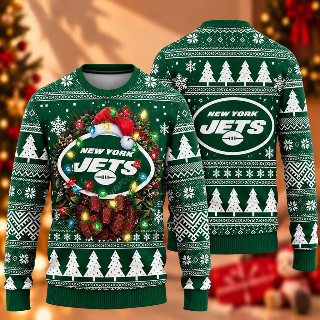 New York Jets Football Christmas Ugly Sweater NY Jets Merch Xmas Presents For Dad 1 - Unicasport New York Jets Football Christmas Ugly Sweater NY Jets Merch Xmas Presents For Dad