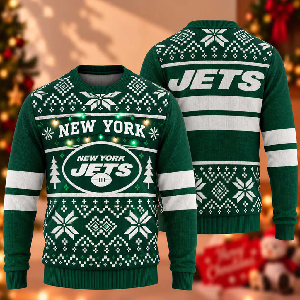 New York Jets Light Up 2026 Christmas Ugly Sweater New York Jets Merch Gifts For Fans 1 - Unicasport New York Jets Light Up 2026 Christmas Ugly Sweater New York Jets Merch Gifts For Fans