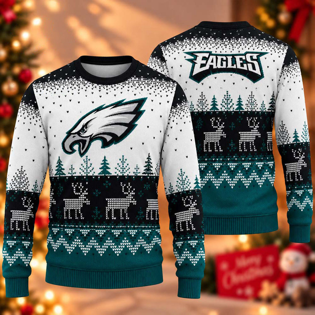 Philadelphia Eagles Football 2026 Ugly Christmas Sweater Eagles Merch Presents For Football Fans 1 - Unicasport Philadelphia Eagles Football 2026 Ugly Christmas Sweater Eagles Merch Presents For Football Fans