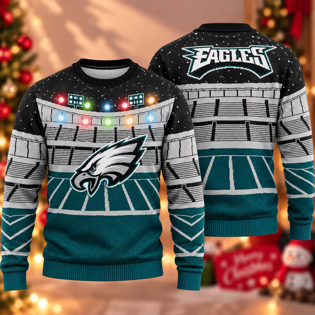 Philadelphia Eagles Light Up Bluetooth 2026 Ugly Christmas Sweater Eagles Merch Fan Gift Ideas 1 - Unicasport Philadelphia Eagles Light Up Bluetooth 2026 Ugly Christmas Sweater Eagles Merch Fan Gift Ideas