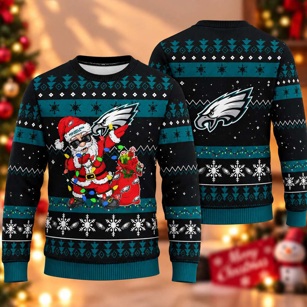 Philadelphia Eagles Santa Claus 2026 Ugly Christmas Sweater Eagles Merch Presents For Fans 1 - Unicasport Philadelphia Eagles Santa Claus 2026 Ugly Christmas Sweater Eagles Merch Presents For Fans