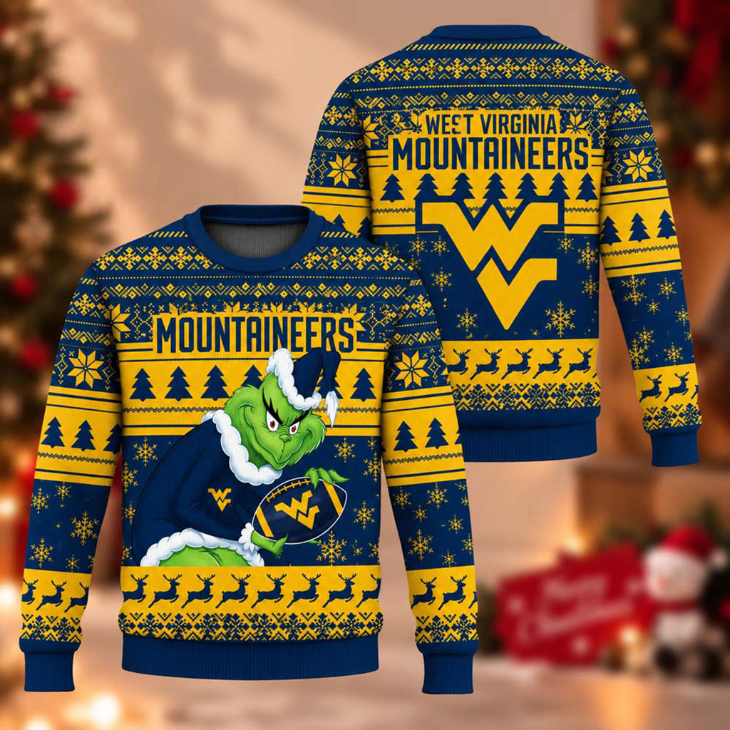 West Virginia Mountaineers The Grinch 2026 Christmas Ugly Sweater West Virginia Mountaineers Merch 1 - Unicasport West Virginia Mountaineers The Grinch 2026 Christmas Ugly Sweater West Virginia Mountaineers Merch