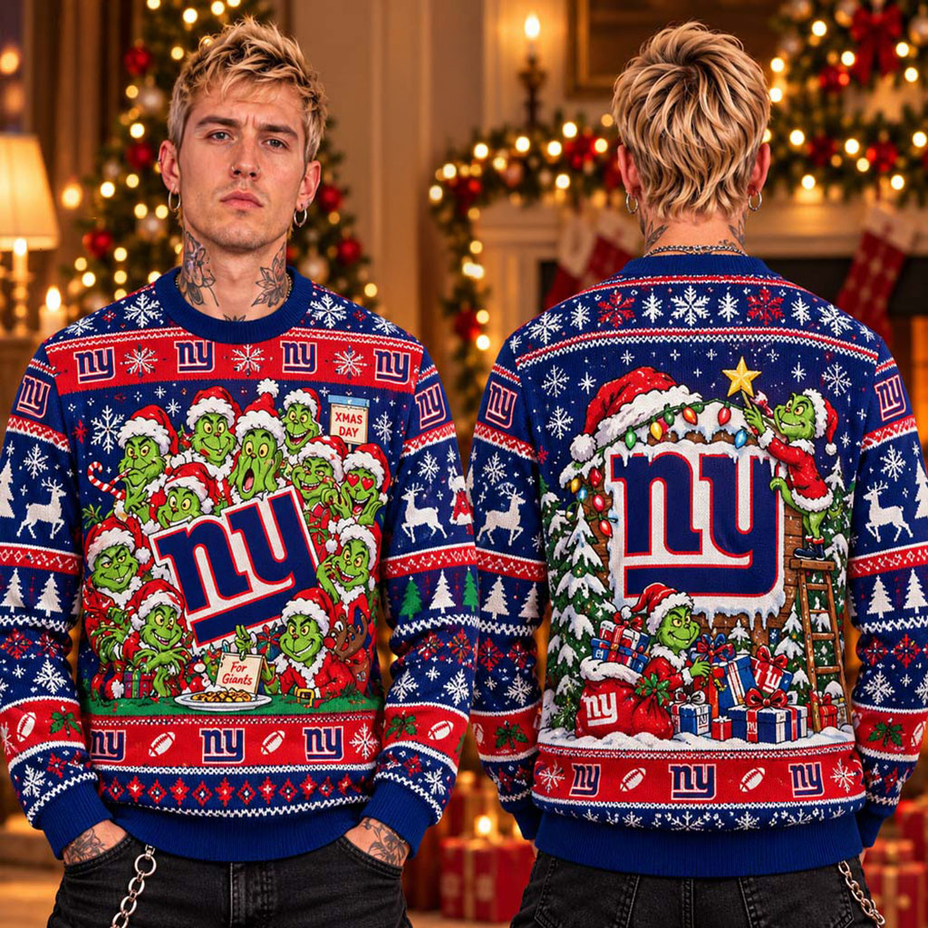 New York Giants The Grinch 2026 Christmas Ugly Sweater NY Giants Merch Xmas Day Gifts 1 - Unicasport New York Giants The Grinch 2026 Christmas Ugly Sweater NY Giants Merch Xmas Day Gifts