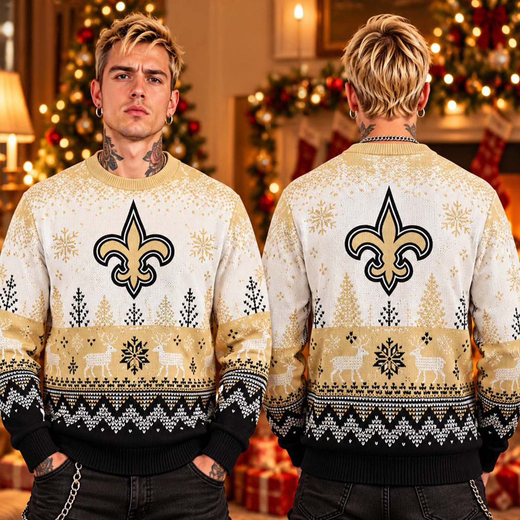New Orleans Saints 2026 Christmas Ugly Sweater Saints Merch Gifts For Football Fan 1 - Unicasport New Orleans Saints 2026 Christmas Ugly Sweater Saints Merch Gifts For Football Fan