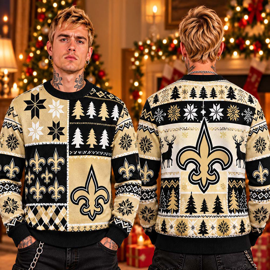 New Orleans Saints Football 2026 Christmas Ugly Sweater New Orleans Saints Merch Dad Gift 1 - Unicasport New Orleans Saints Football 2026 Christmas Ugly Sweater New Orleans Saints Merch Dad Gift