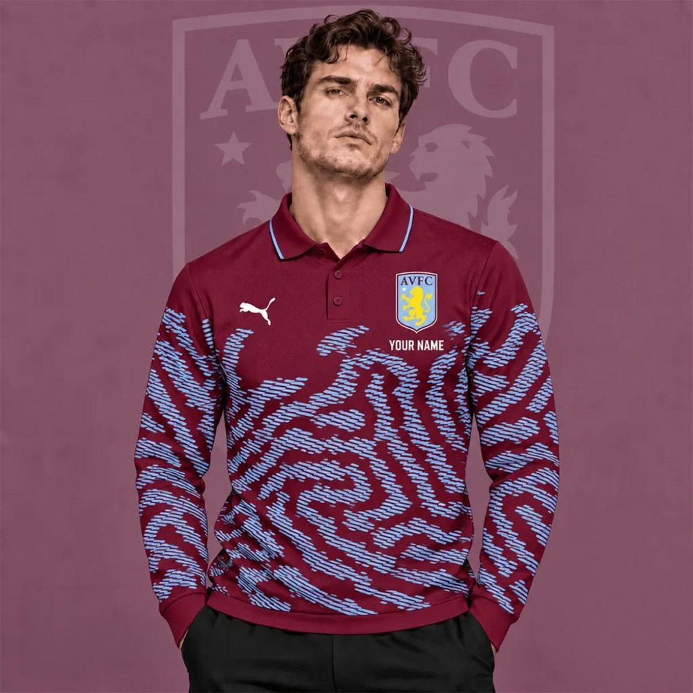 Custom Aston Villa Football Club Long Sleeve Polo Shirt Aston Villa FC Merch Soccer Lover Gift 1 - Unicasport Custom Aston Villa Football Club Long Sleeve Polo Shirt Aston Villa FC Merch Soccer Lover Gift