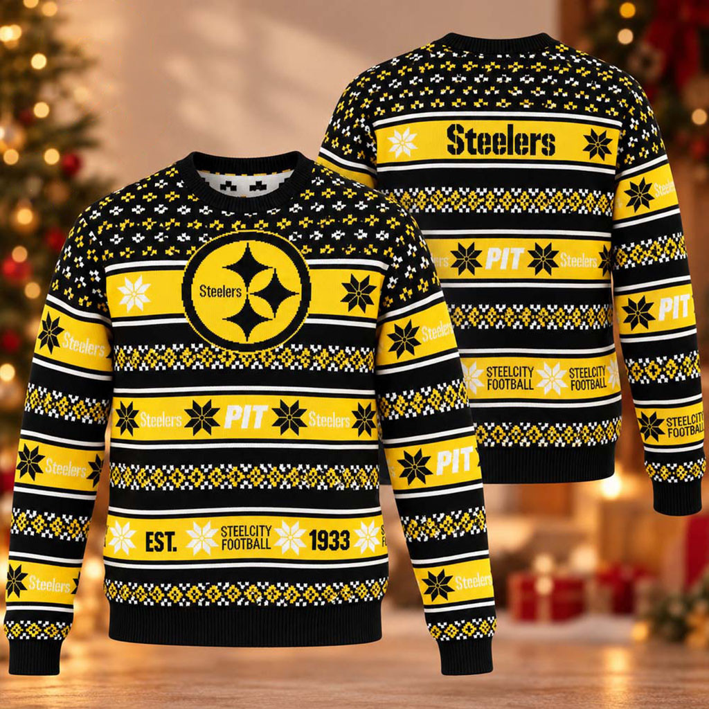 Pittsburgh Steelers Football Est 1933 Ugly Xmas Sweater Steelers Merch Christmas Present For Dad 1 - Unicasport Pittsburgh Steelers Football Est 1933 Ugly Xmas Sweater Steelers Merch Christmas Present For Dad