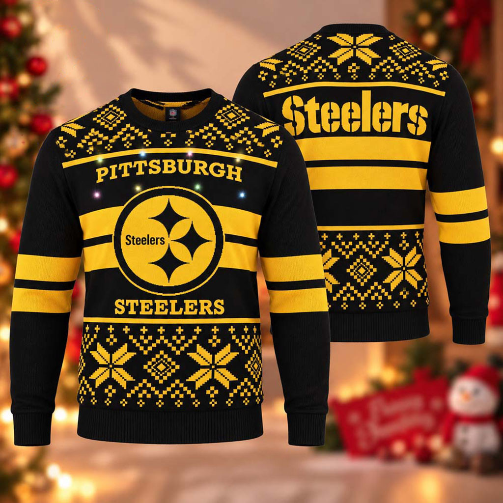Pittsburgh Steelers Light Up Ugly Xmas Sweater Steelers Merch Husband Christmas Gift Ideas 1 - Unicasport Pittsburgh Steelers Light Up Ugly Xmas Sweater Steelers Merch Husband Christmas Gift Ideas