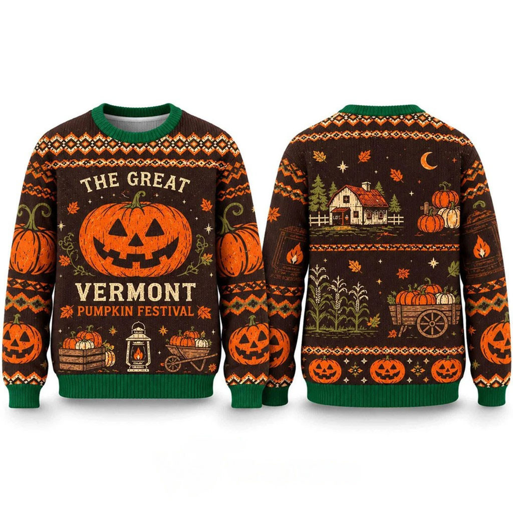 The Great Vermont Pumpkin Festival Halloween 2026 Ugly Sweater Fall Pumpkin Apparel BFF Gifts 1 - Unicasport The Great Vermont Pumpkin Festival Halloween 2026 Ugly Sweater Fall Pumpkin Apparel BFF Gifts