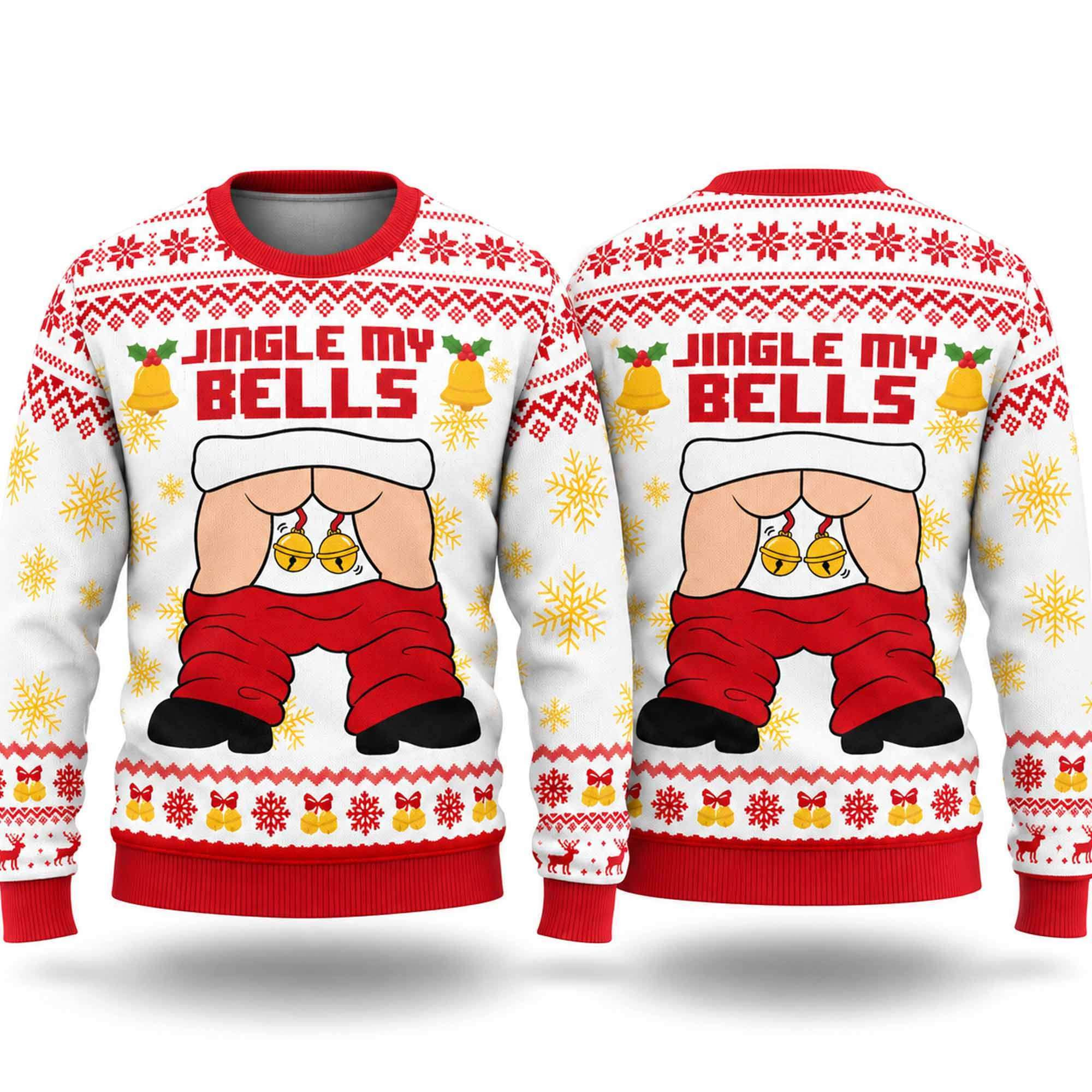 2026 Jingle My Bells Funny Santa Ugly Christmas Sweater Humorous Xmas Jumper Gag Gifts 1 - Unicasport 2026 Jingle My Bells Funny Santa Ugly Christmas Sweater Humorous Xmas Jumper Gag Gifts
