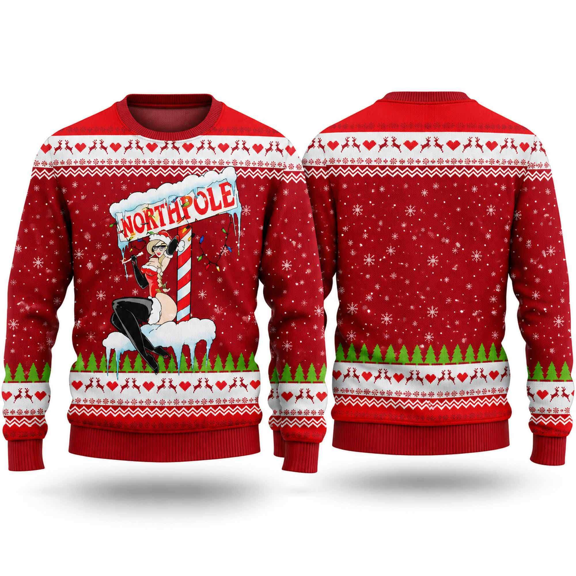 2026 Naughty North Pole Girl Ugly Christmas Sweater Xmas Gifts For Sisters