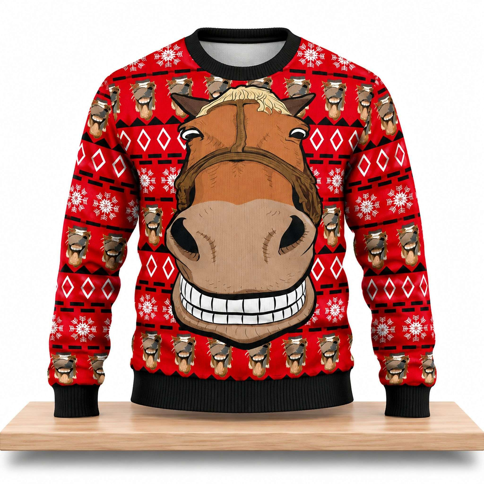 Ugly Horse Christmas Ugly Sweater 2026 Funny Animal Xmas Jumper Gifts For Husband 1 - Unicasport Ugly Horse Christmas Ugly Sweater 2026 Funny Animal Xmas Jumper Gifts For Husband