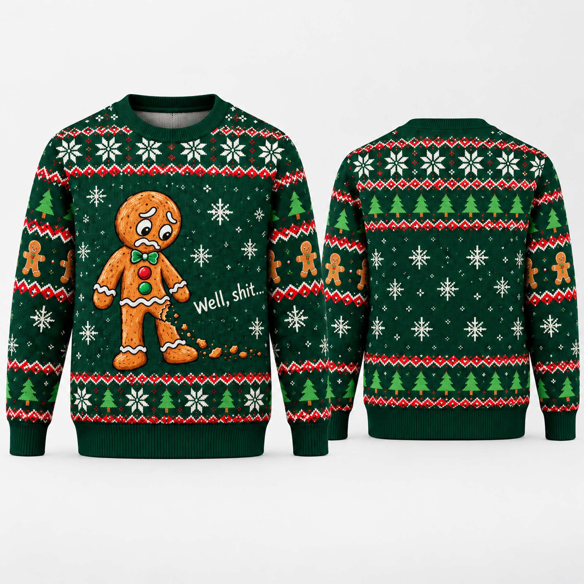 Gingerbread Man Well Shit Ugly Holiday Sweater Funny Holiday Apparel Gift For Xmas 1 - Unicasport Gingerbread Man Well Shit Ugly Holiday Sweater Funny Holiday Apparel Gift For Xmas