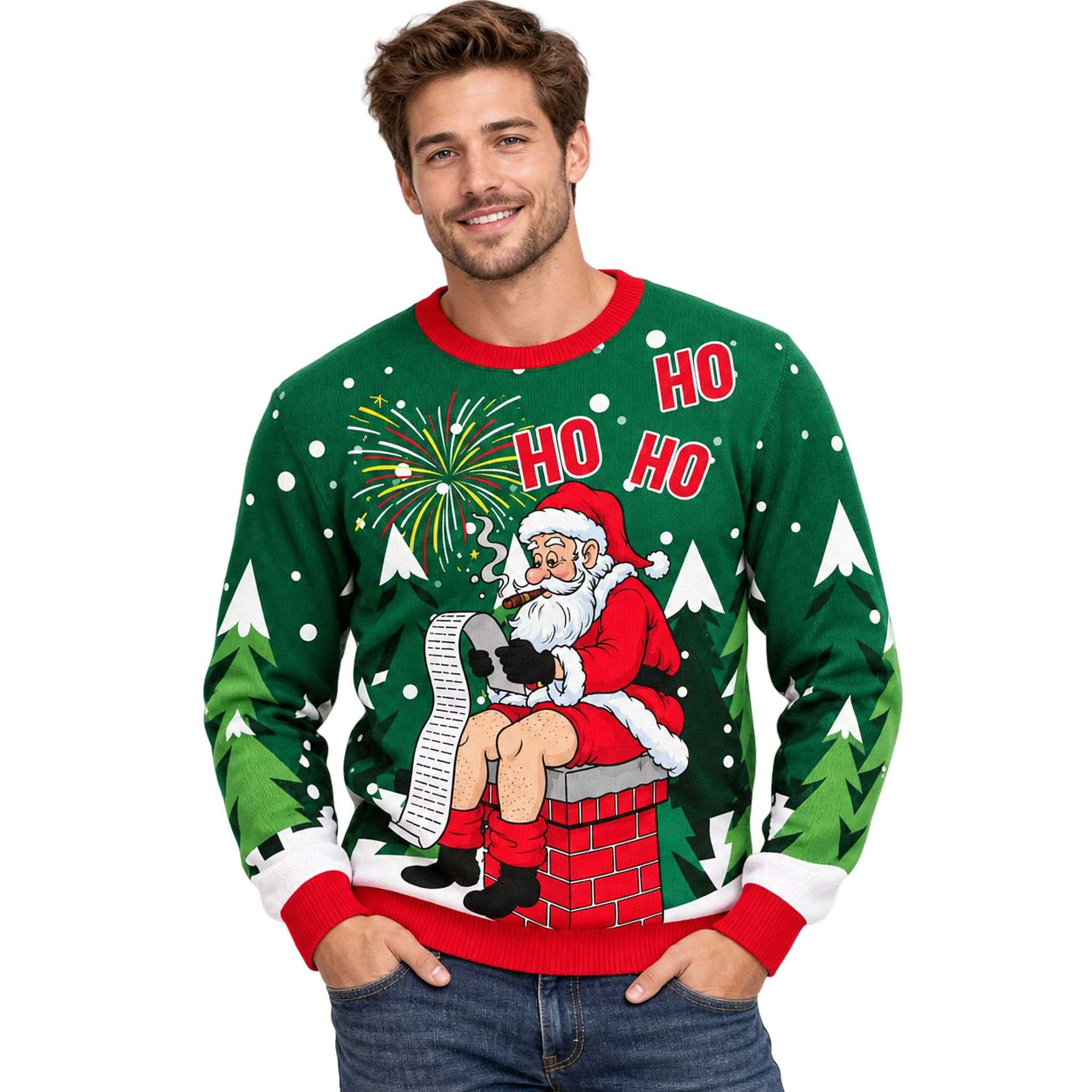Santa Claus Ho Ho Ho Christmas 2026 Ugly Sweater Funny Chimney Jumper Gifts For Dad 1 - Unicasport Santa Claus Ho Ho Ho Christmas 2026 Ugly Sweater Funny Chimney Jumper Gifts For Dad