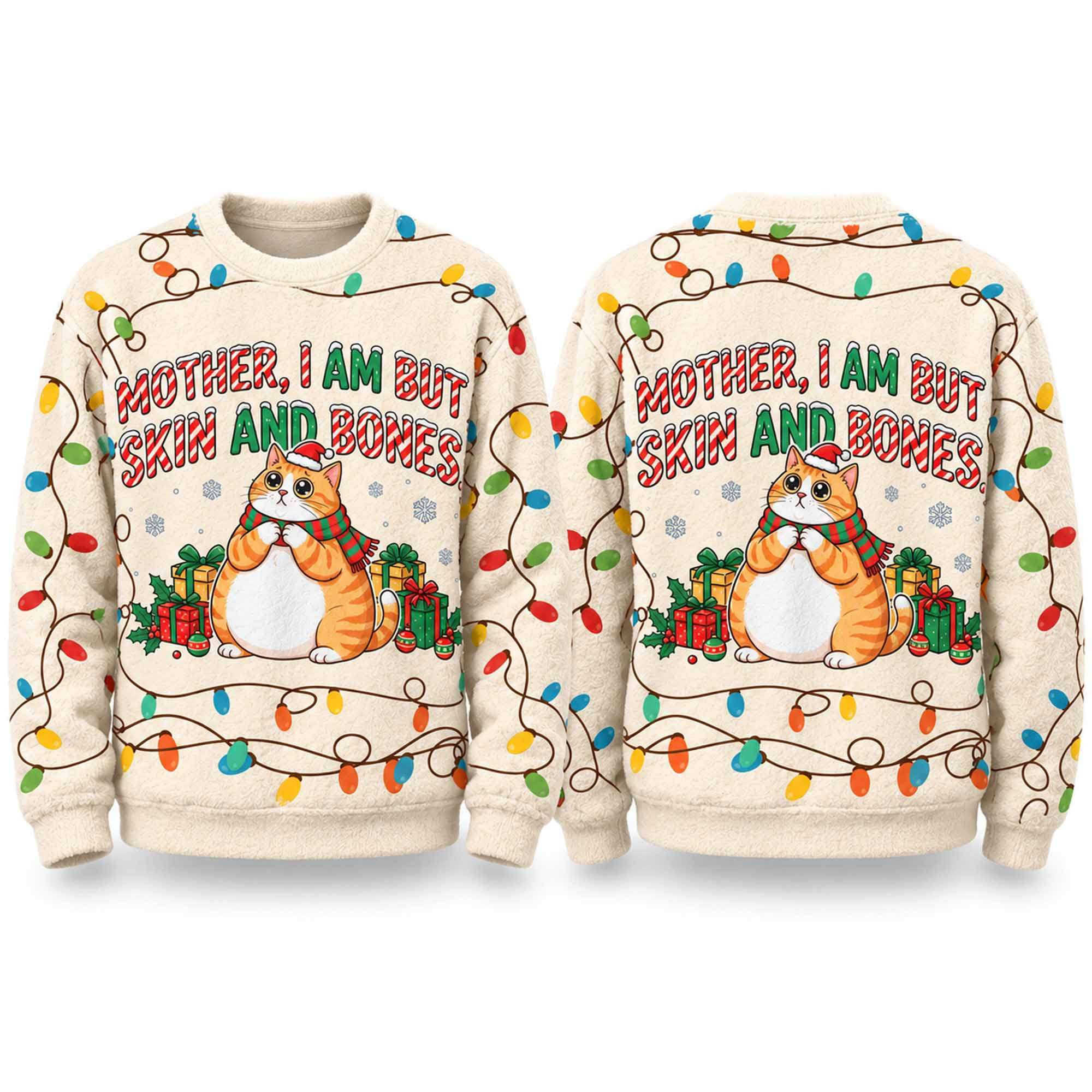 2026 Mother I Am But Skin And Bones Chonky Orange Cat Ugly Christmas Sweater Cute Xmas Gifts 1 - Unicasport 2026 Mother I Am But Skin And Bones Chonky Orange Cat Ugly Christmas Sweater Cute Xmas Gifts