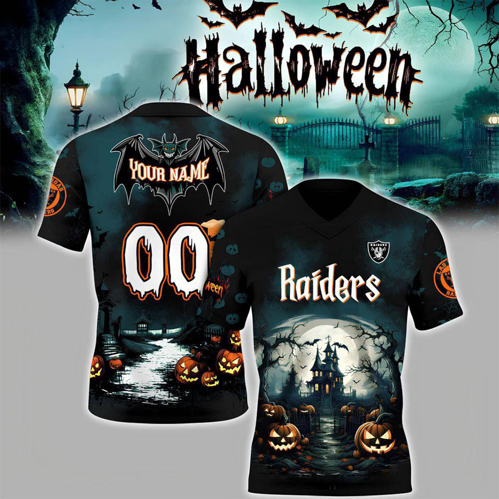 Personalized Las Vegas Raiders X Halloween Football Jersey LV Raiders Merch Gifts For Fans 1 - Unicasport Personalized Las Vegas Raiders X Halloween Football Jersey LV Raiders Merch Gifts For Fans