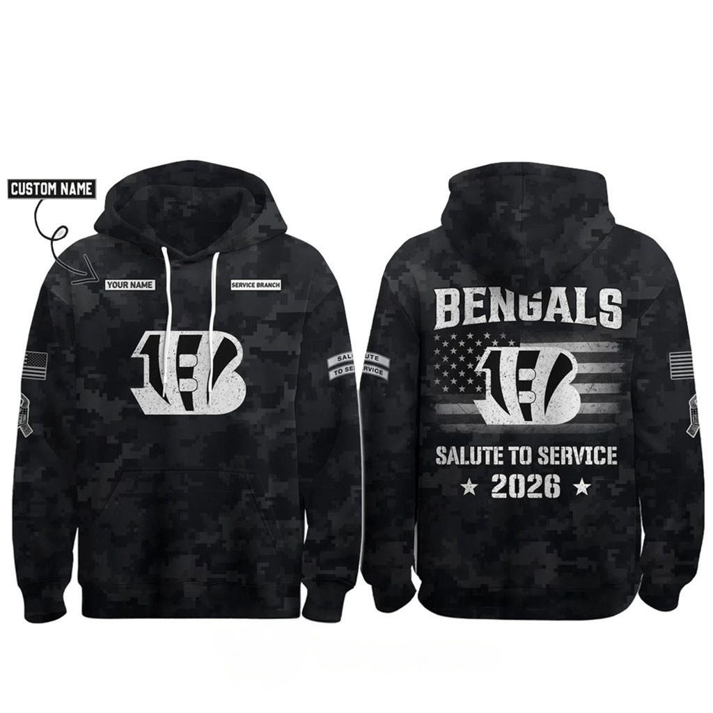 Personalized Cincinnati Bengals Salute To Service 2026 Camo Hoodie Bengals Merch Fan Gifts 1 - Unicasport Personalized Cincinnati Bengals Salute To Service 2026 Camo Hoodie Bengals Merch Fan Gifts