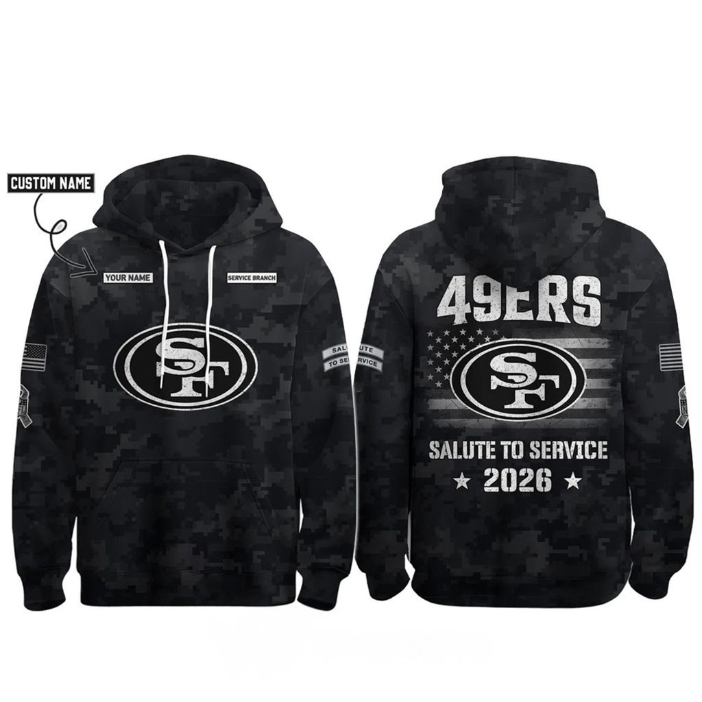 Personalized San Francisco 49Ers Salute To Service 2026 Camo Hoodie SF 49Ers Merch Fan Gifts