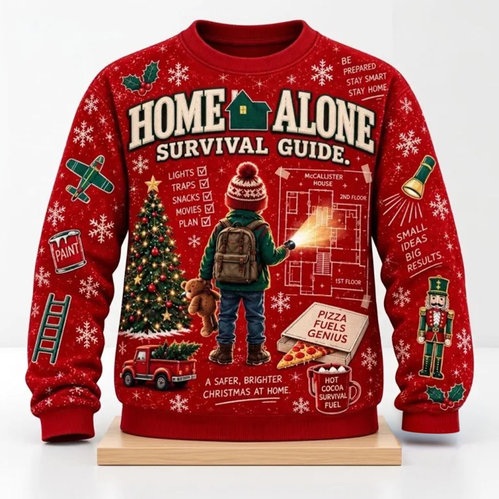 Home Alone Survival Guide Christmas 2026 Sweatshirt Ugly Sweater Home Alone Merch Xmas Gifts 1 - Unicasport Home Alone Survival Guide Christmas 2026 Sweatshirt Ugly Sweater Home Alone Merch Xmas Gifts
