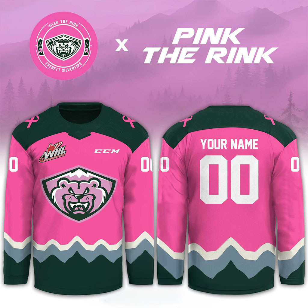 Custom Everett Silvertips X Pink The Rink Night Hockey Jersey 2026 Everett Silvertips Merch 1 - Unicasport Custom Everett Silvertips X Pink The Rink Night Hockey Jersey 2026 Everett Silvertips Merch