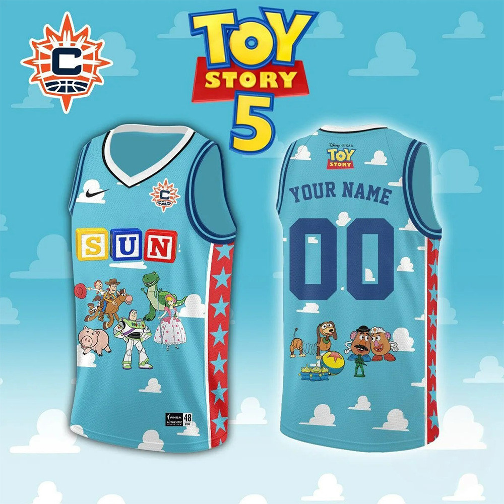 Custom Connecticut Sun X Toy Story 5 Merch Basketball Jersey WNBA Game Day Apparel Gifts Ideas