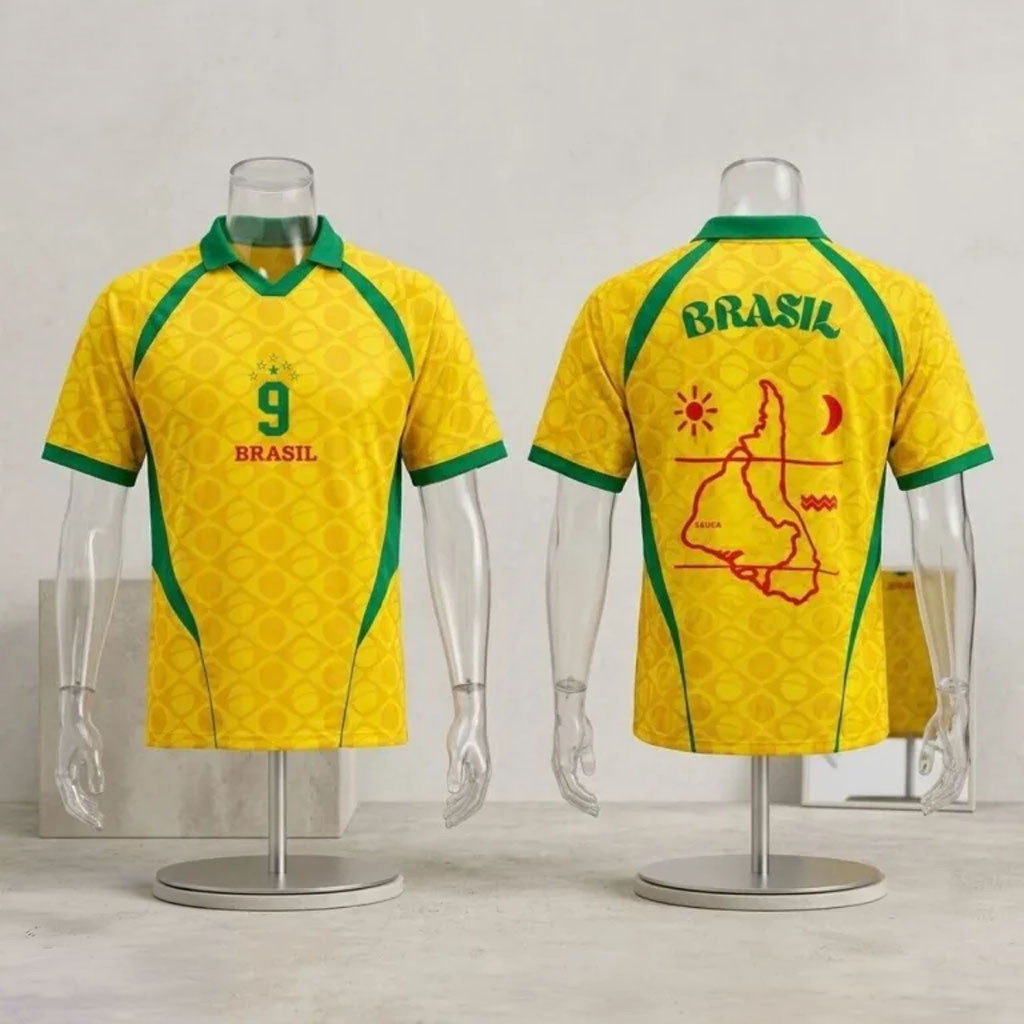 Brazil Soccer Jersey #9 Vintage Graphic V-Neck Polo Jersey Present For Soccer Lovers 1 - Unicasport Brazil Soccer Jersey #9 Vintage Graphic V-Neck Polo Jersey Present For Soccer Lovers
