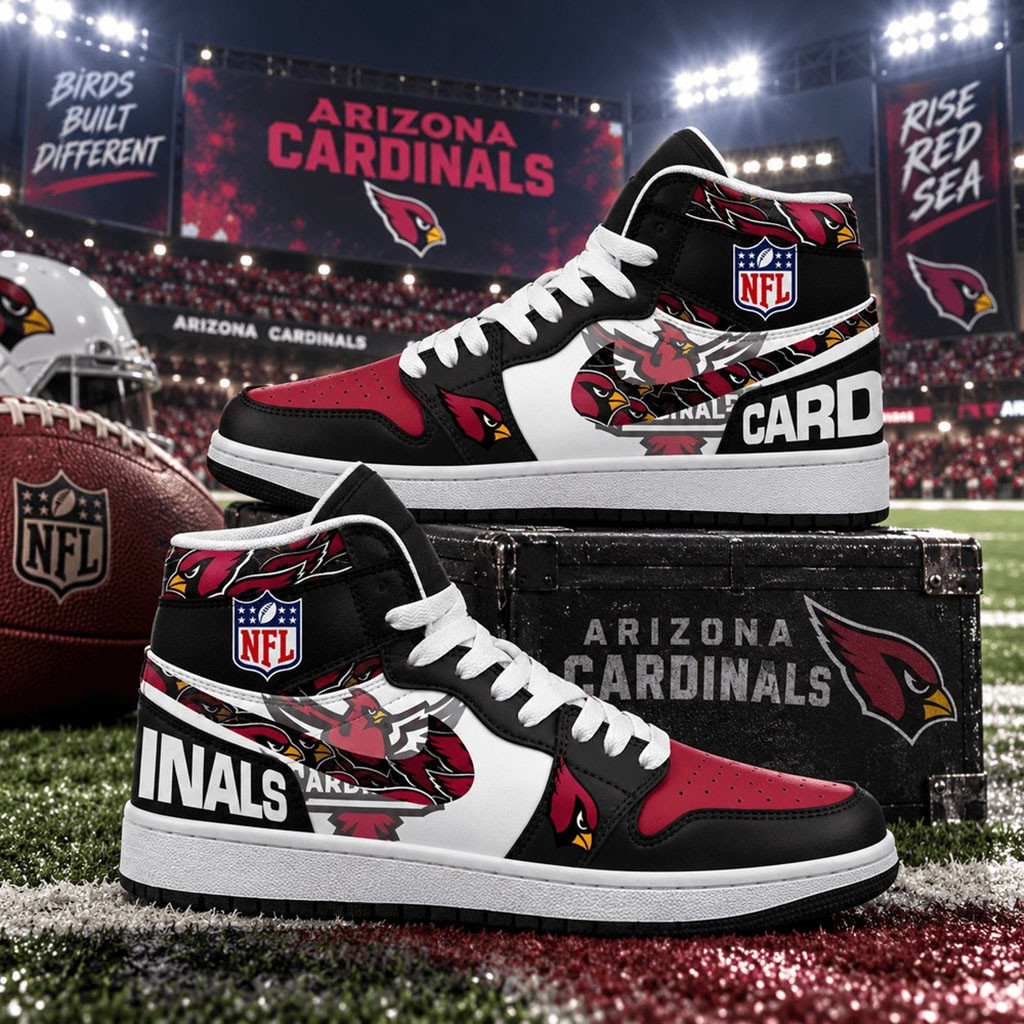 Arizona Cardinals Red Black Football Pride High Top Sneakers Arizona Cardinals Merch Fan Gifts