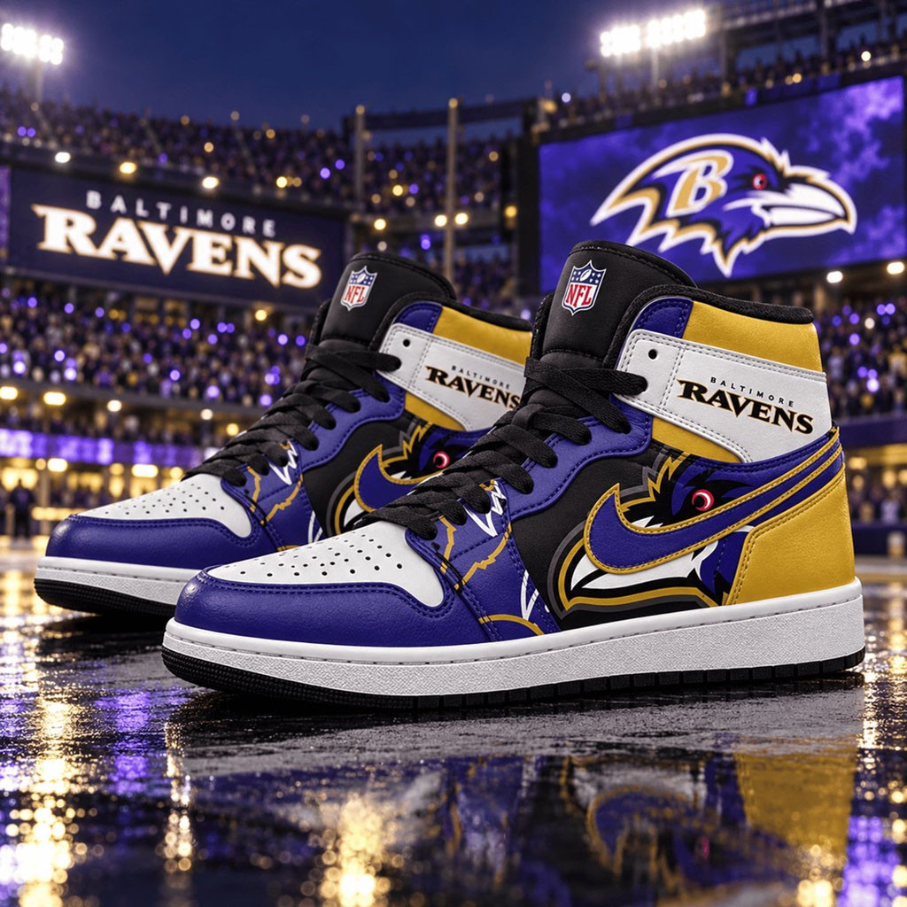 Baltimore Ravens Football Pride High Top Sneakers Baltimore Ravens Merch Gifts For Football Fan