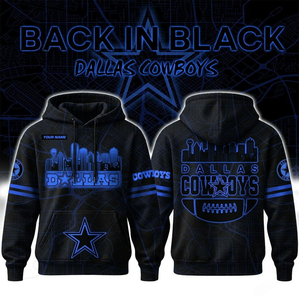 Personalized Dallas Cowboys Merch Back In Black Hoodie NFL Apparel Gifts For Cowboys Fans 1 - Unicasport Personalized Dallas Cowboys Merch Back In Black Hoodie NFL Apparel Gifts For Cowboys Fans