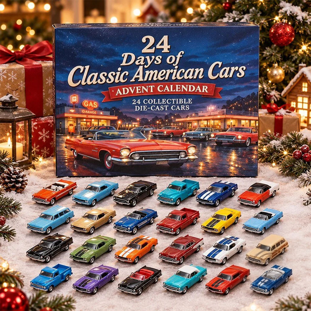 24 Days Of Classic American Cars Advent Calendar 2026 Christmas Ornaments Gift For Son
