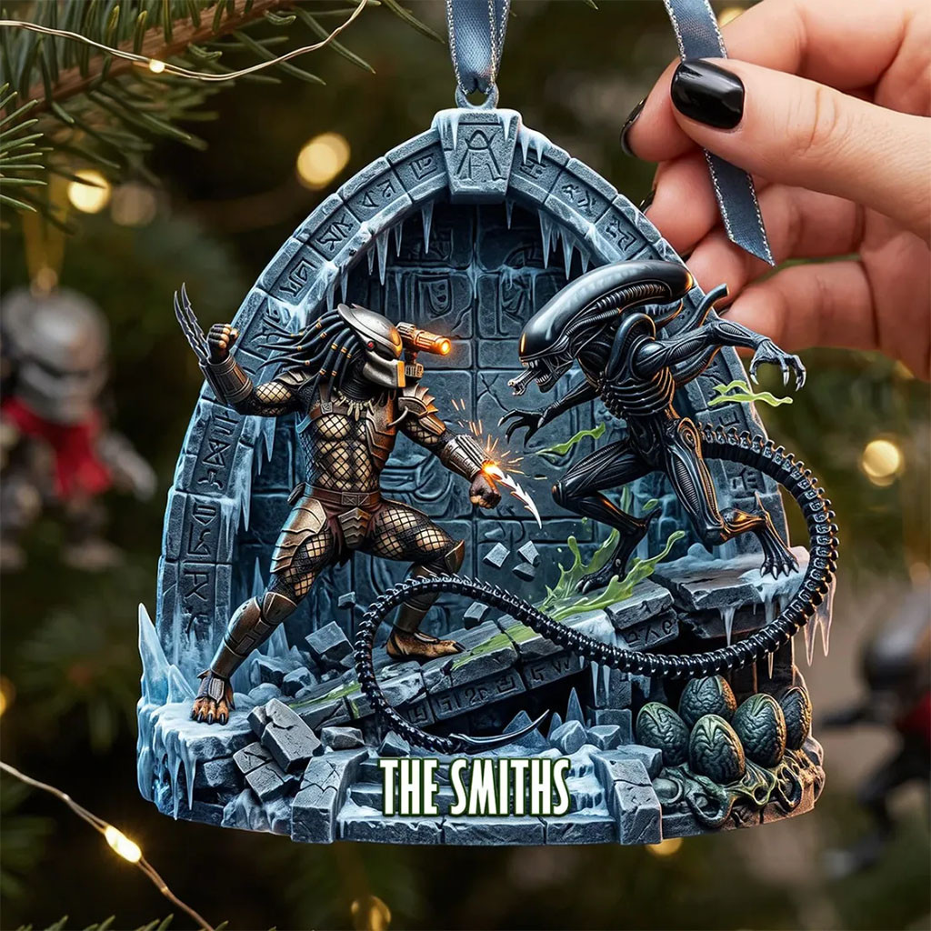 Personalized Alien Predator Christmas Ornament Alien Merch Gifts Idea For Movie Fans